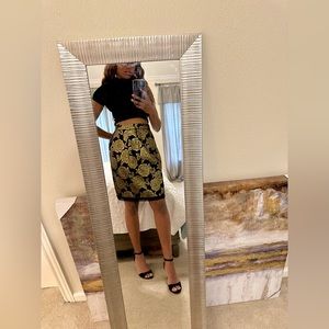 Black skirt with gold floral print